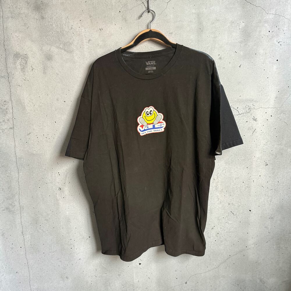 VANS Off the Wall Happy Face Mens Short Sleeved Tshirt - Black Size XX
